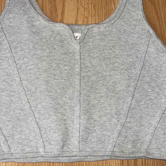 aerie Heather Gray Cropped Sleeveless Stretch Top Size XL - Picture 2 of 4